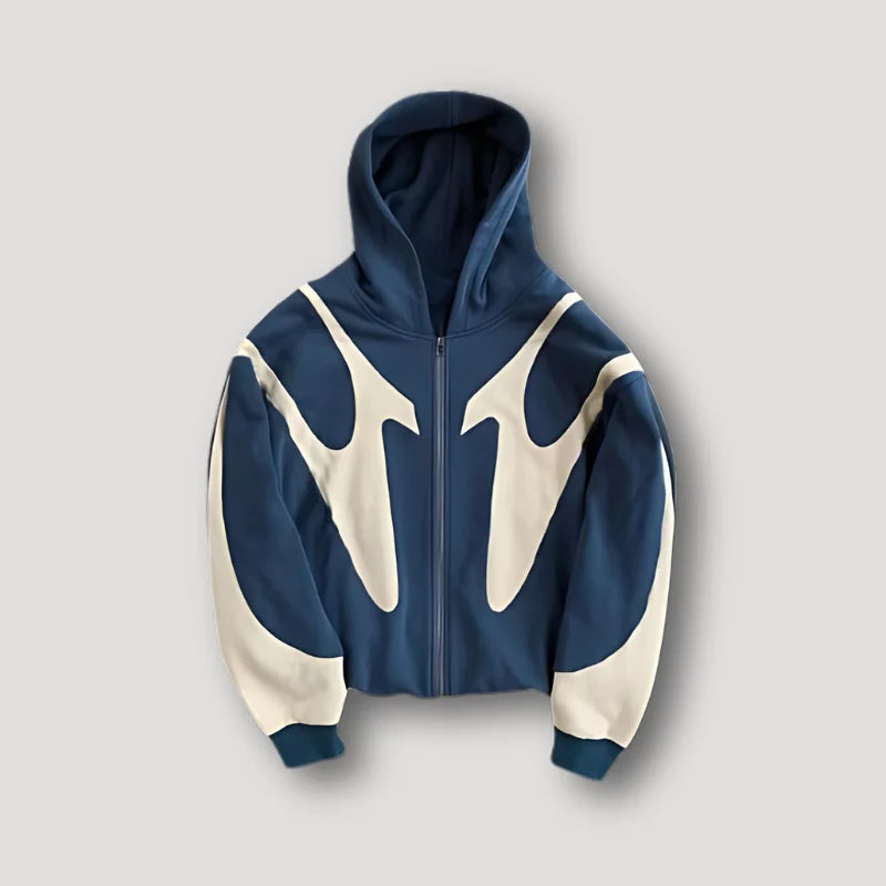 Gerson | Men’s Zip Front Long Sleeve Two Tone Graphic Hoodie