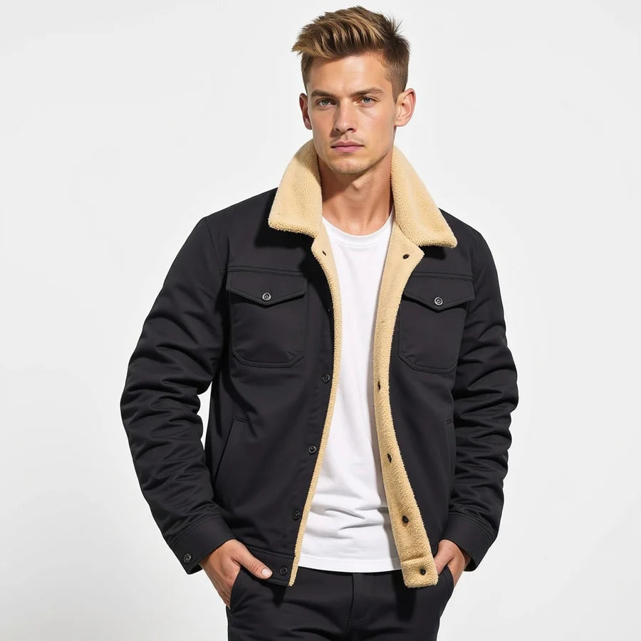 Gideon | Men’s Collared Button Front Winter Bomber Jacket