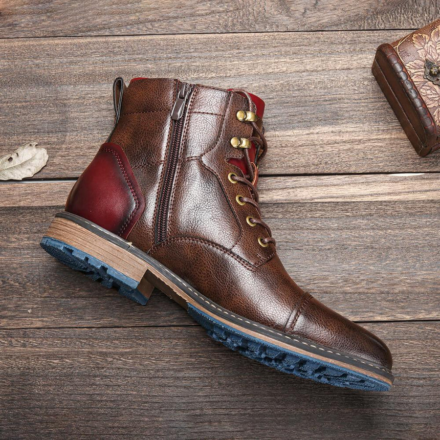 Giovanny | Men’s Round Toe Lace Up Side Zip Boots