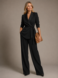 Gladys | Women's Waist-Tie Long Sleeve Two Piece Suit