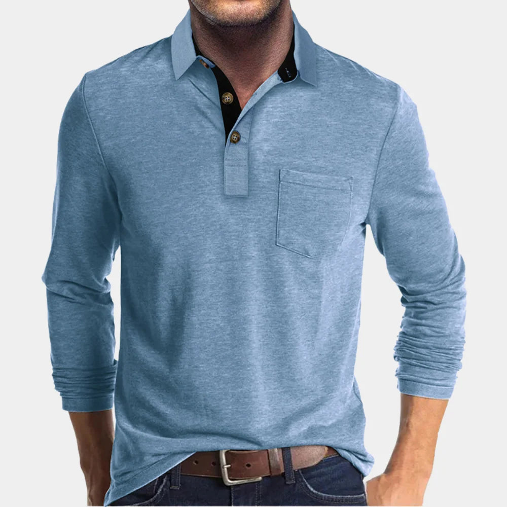 Gonzalo | Men’s Long Sleeve Button Front Pocket Polo Shirt