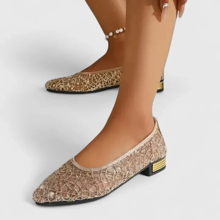 Gudrun | Women’s Pointed Toe Slip On Low Heel Shoes