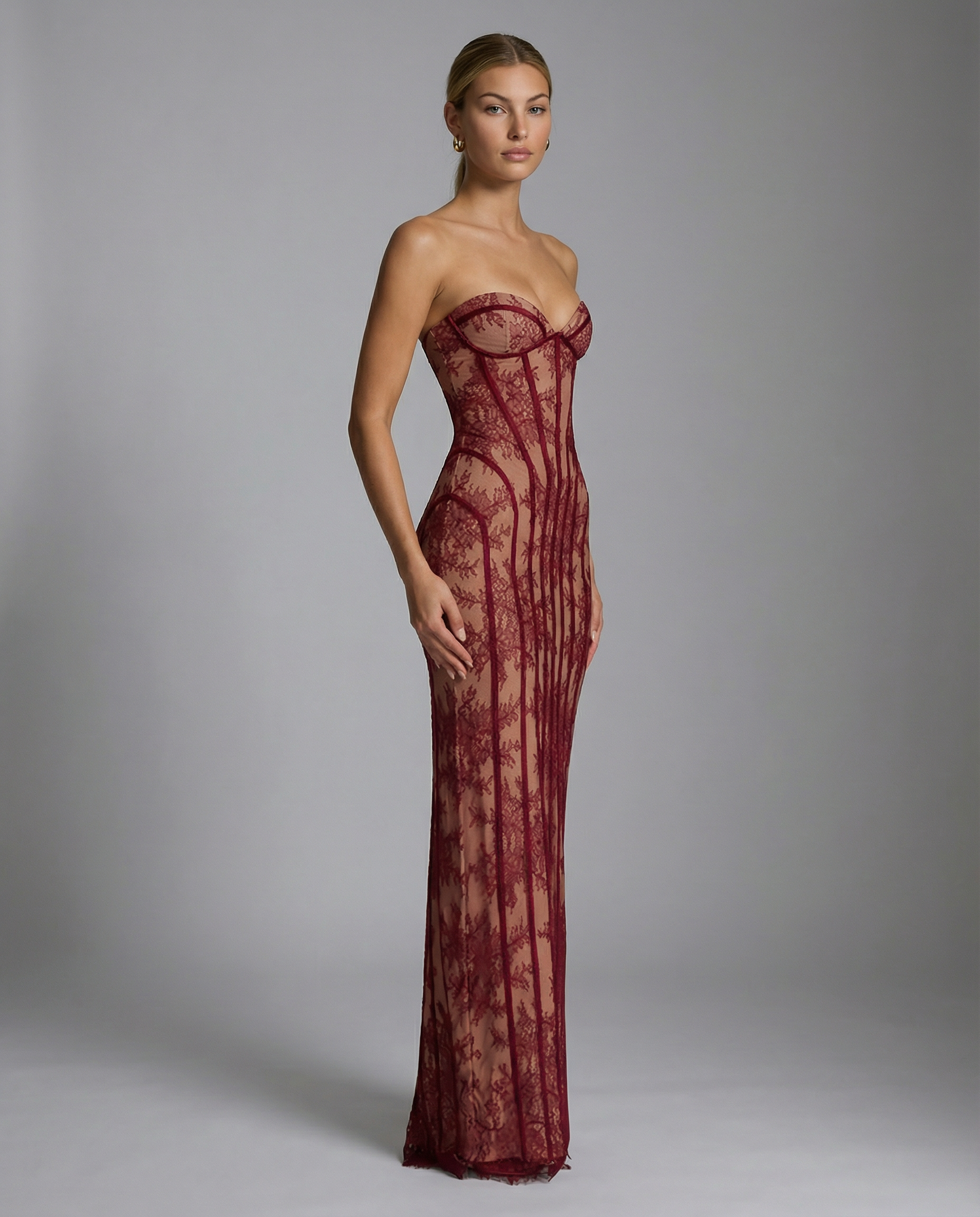 Gwendolyn | Women's Strapless Bodycon Corset Maxi Dress