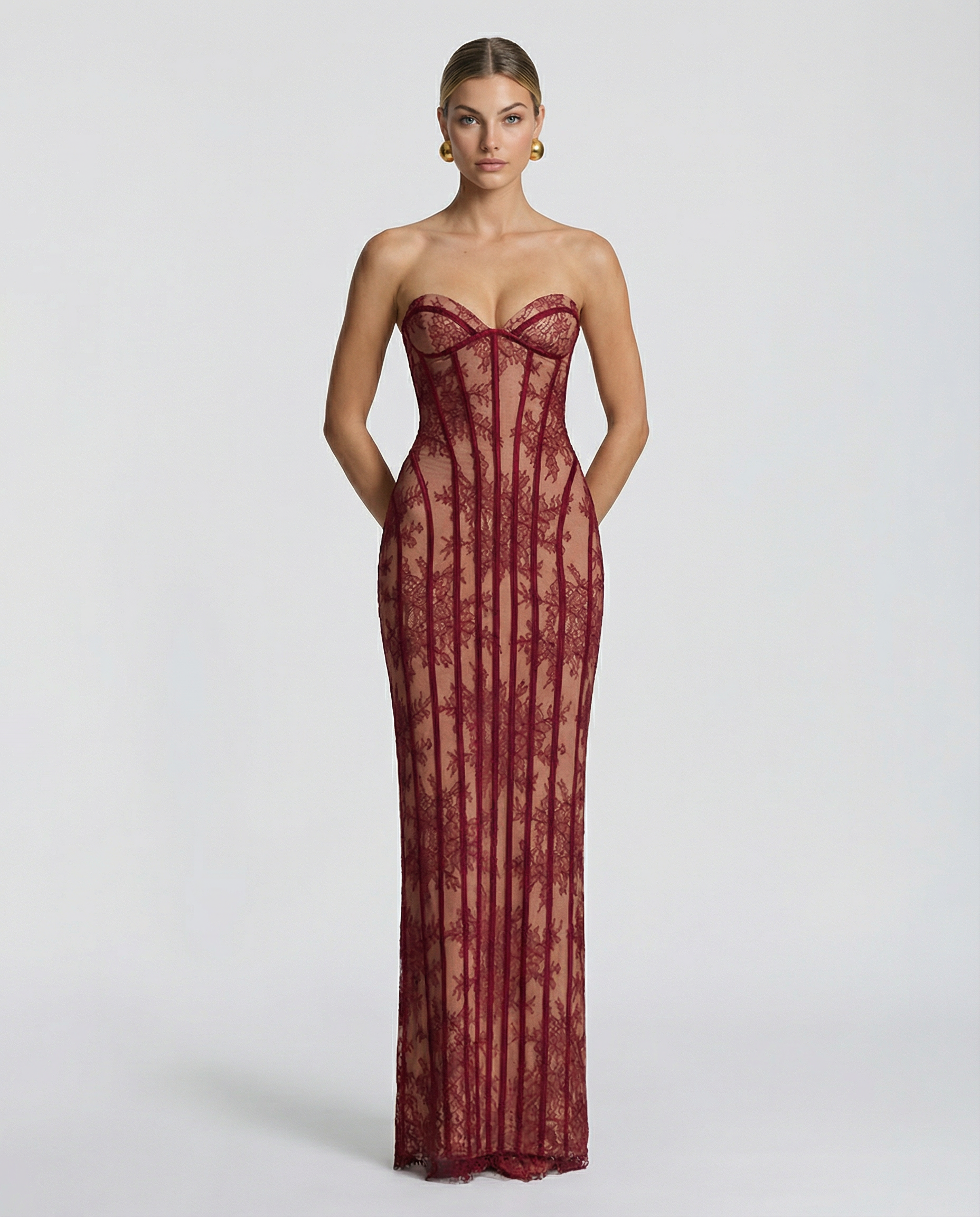 Gwendolyn | Women's Strapless Bodycon Corset Maxi Dress