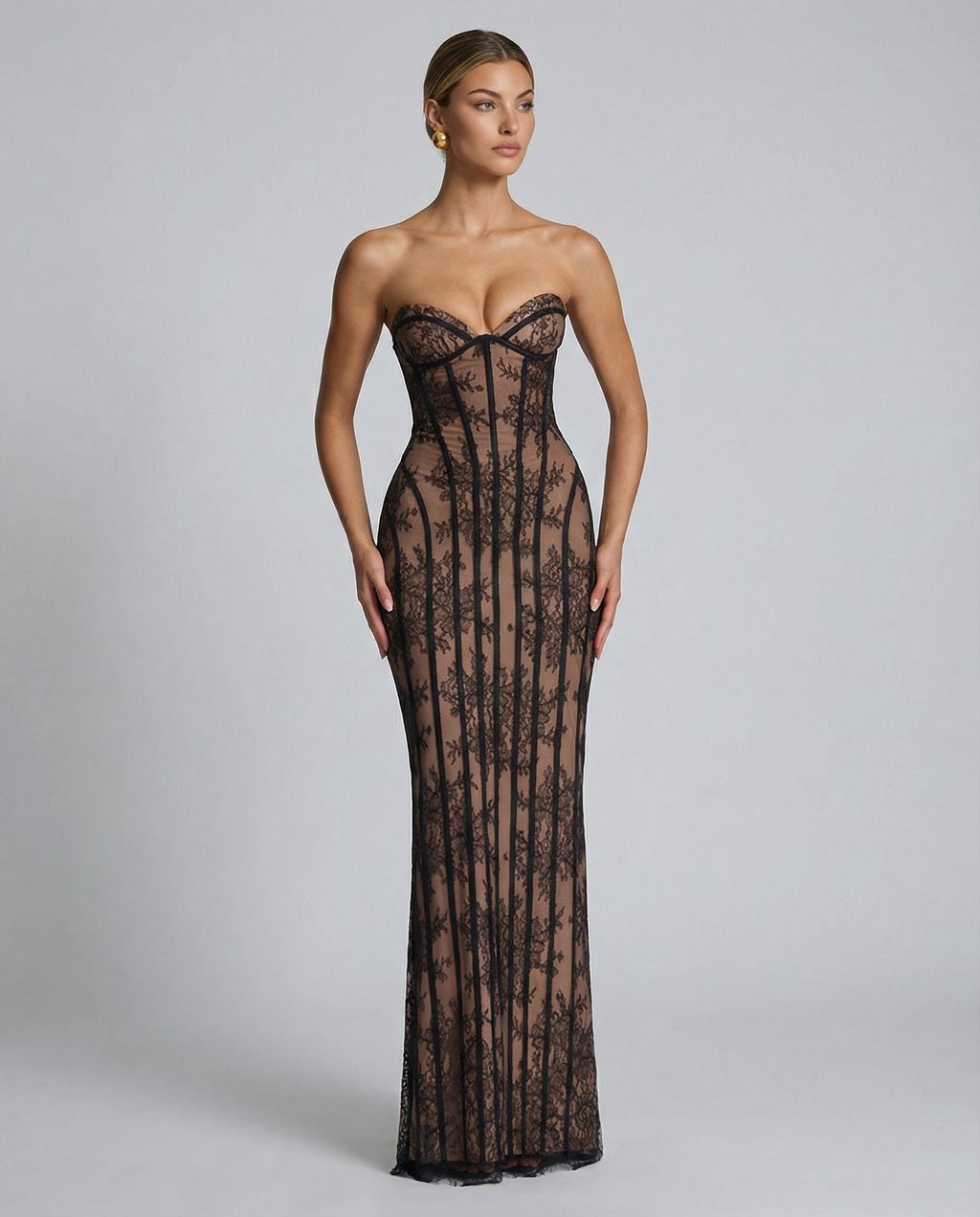 Gwendolyn | Women's Strapless Bodycon Corset Maxi Dress