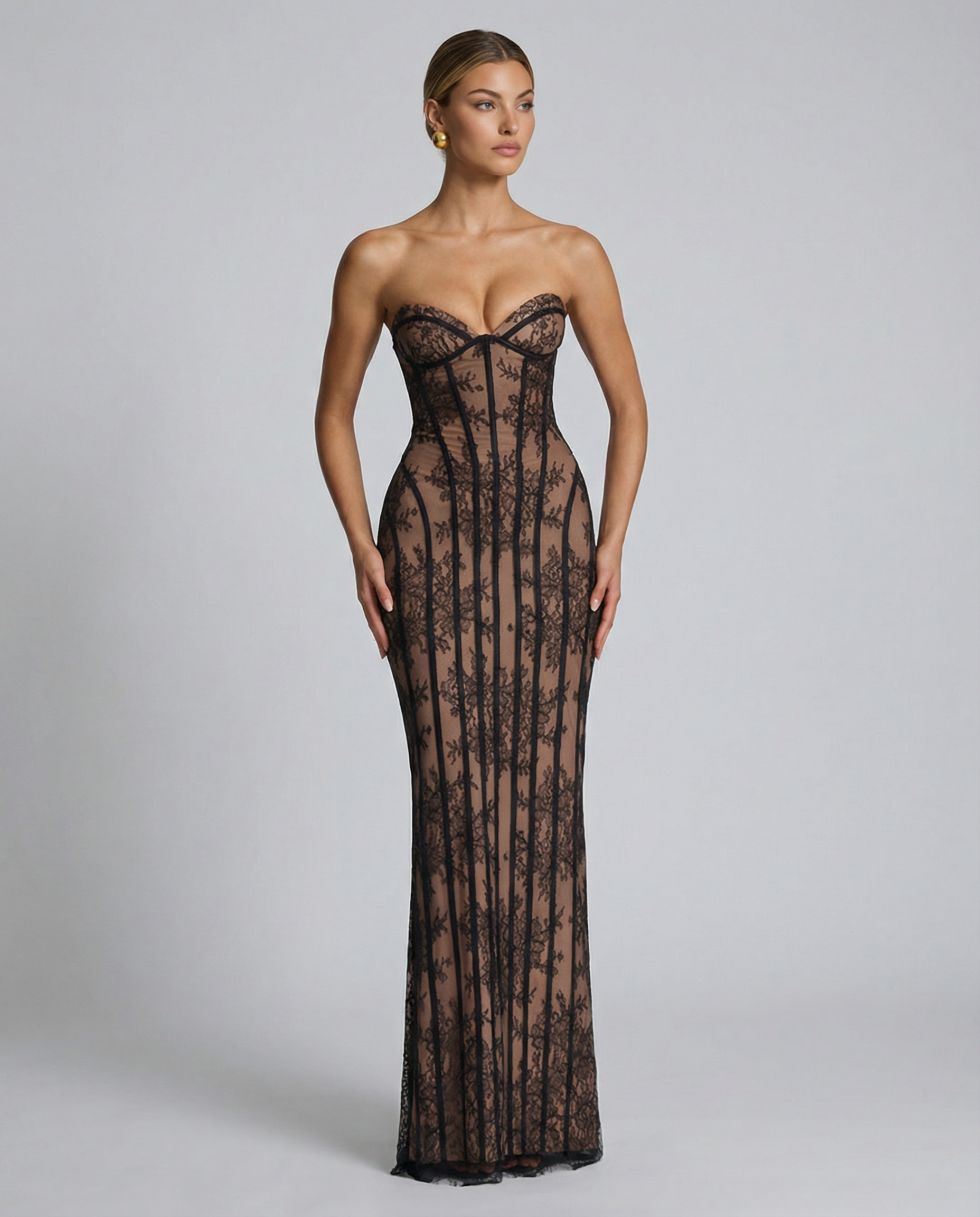 Gwendolyn | Women's Strapless Bodycon Corset Maxi Dress