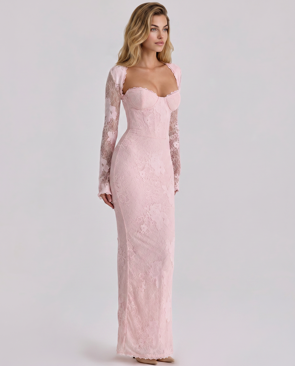 Hadley | Women's Long Sleeve Sweetheart Neck Wedding Guest Dress