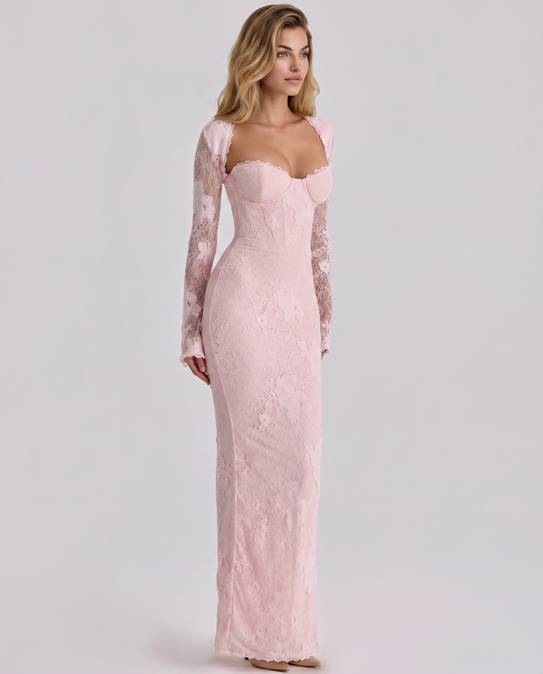 Hadley | Women's Long Sleeve Sweetheart Neck Wedding Guest Dress