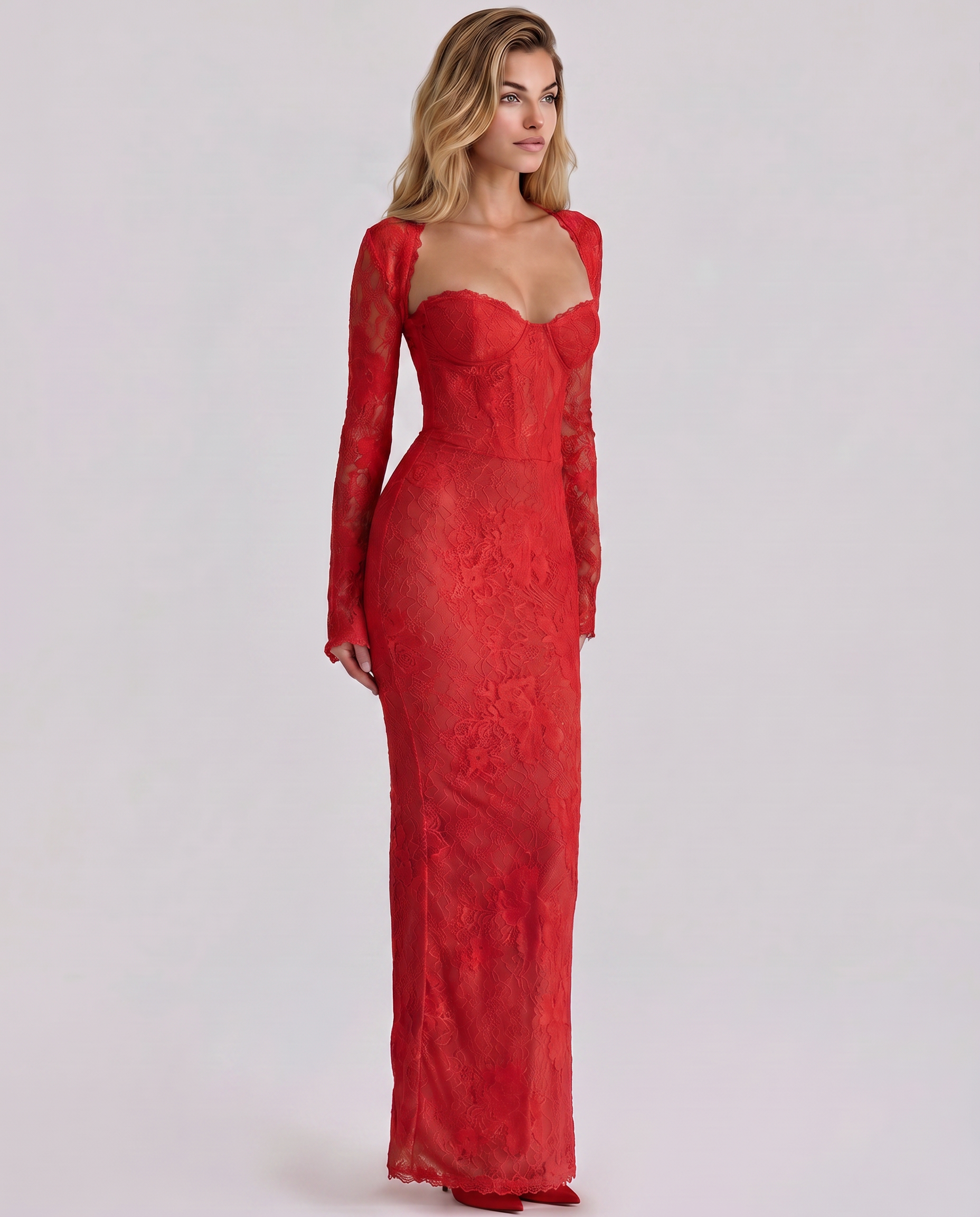 Hadley | Women's Long Sleeve Sweetheart Neck Wedding Guest Dress