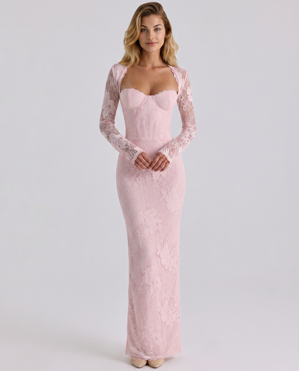 Hadley | Women's Long Sleeve Sweetheart Neck Wedding Guest Dress