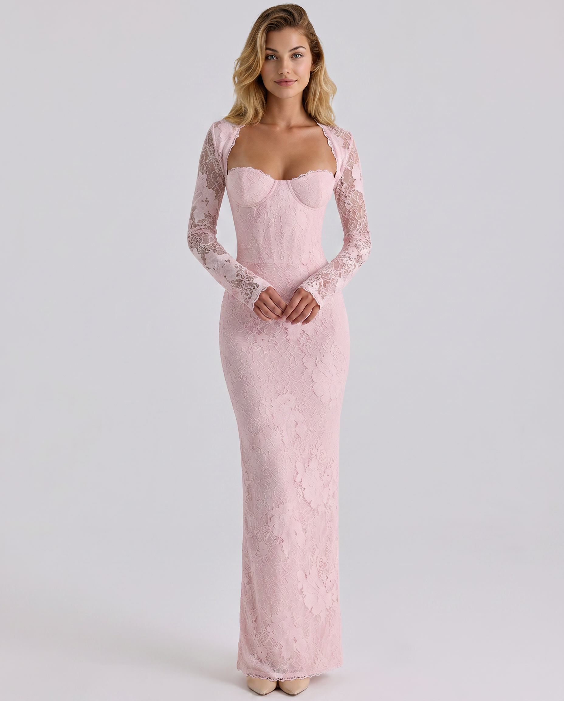 Hadley | Women's Long Sleeve Sweetheart Neck Wedding Guest Dress