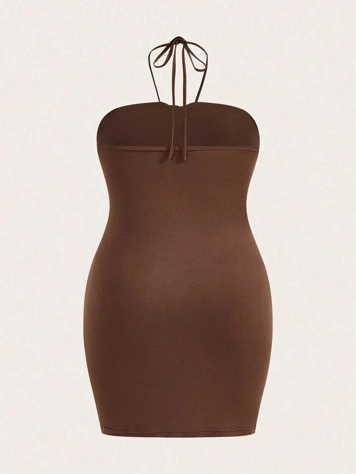 Hallie | Women’s Halter Neck Sleeveless Draped Ruched Mini Dress