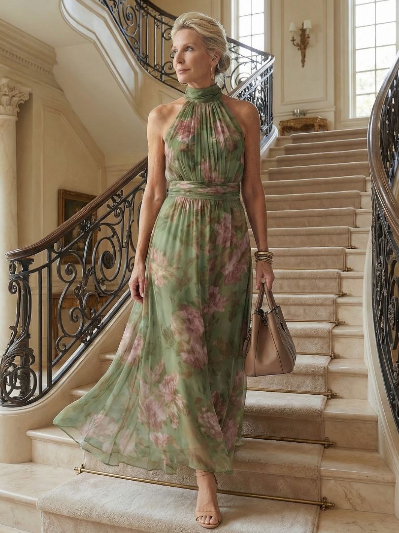 Harper | Women's Sleeveless Halter Neck Midi Dress