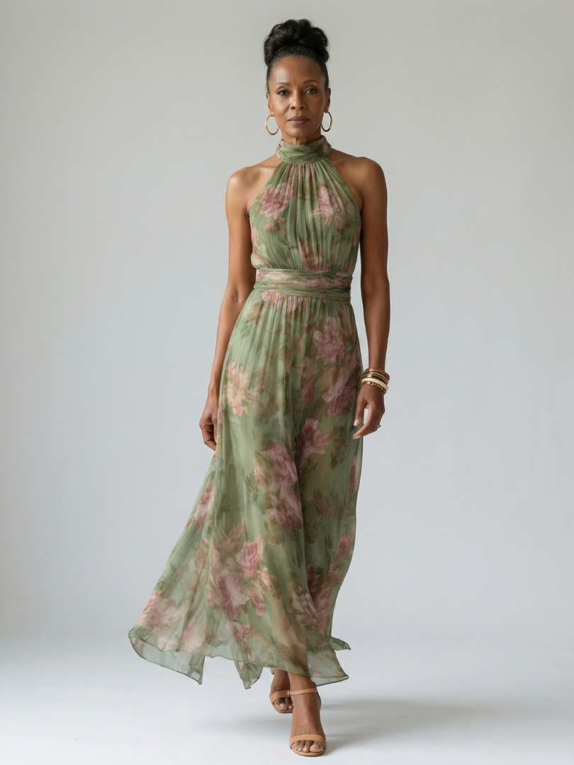 Harper | Women's Sleeveless Halter Neck Midi Dress