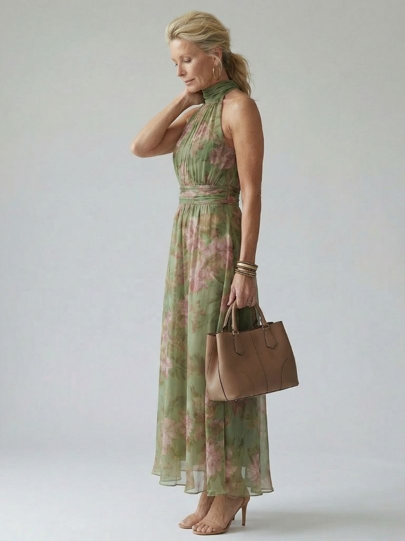 Harper | Women's Sleeveless Halter Neck Midi Dress
