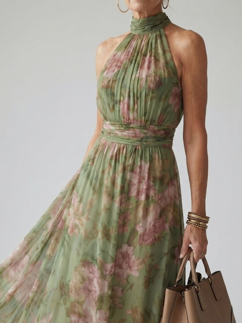 Harper | Women's Sleeveless Halter Neck Midi Dress