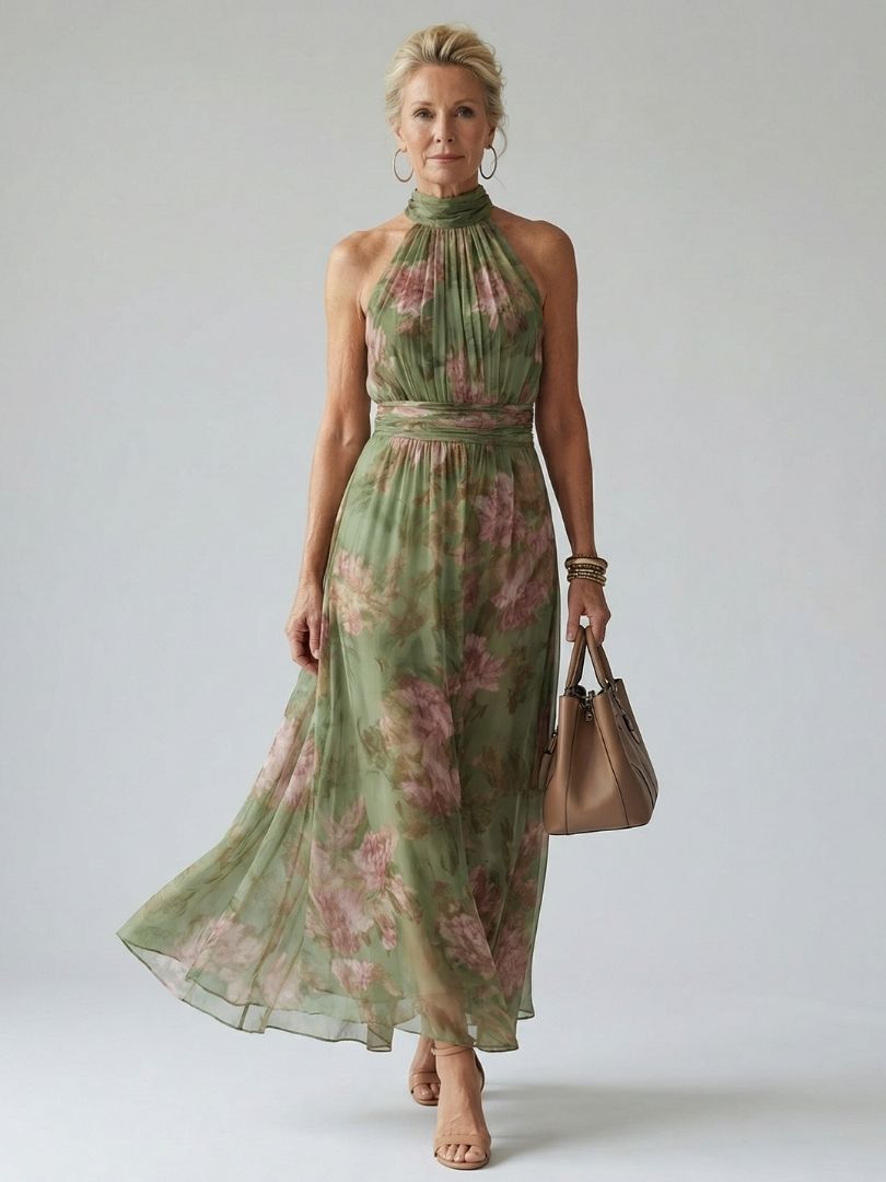 Harper | Women's Sleeveless Halter Neck Midi Dress