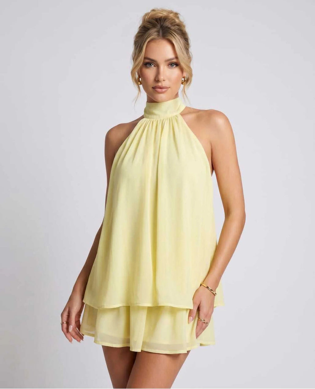 Hayden | Women's Halter Neck Layered Grad Party Mini Dress