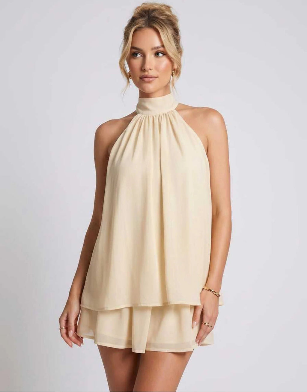 Hayden | Women's Halter Neck Layered Grad Party Mini Dress