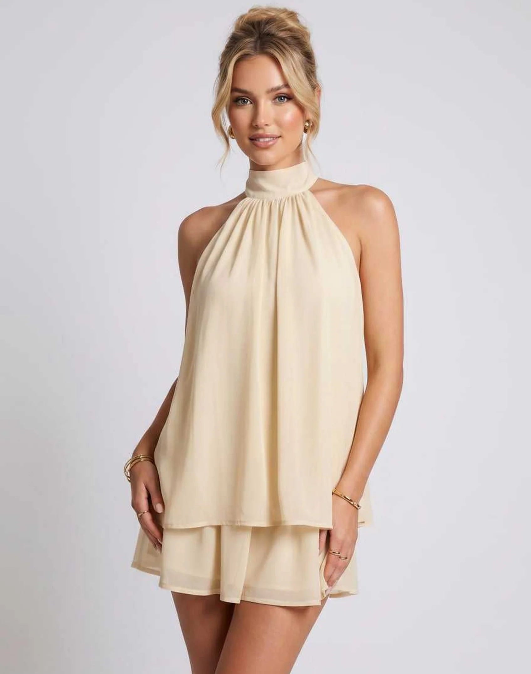 Hayden | Women's Halter Neck Layered Grad Party Mini Dress