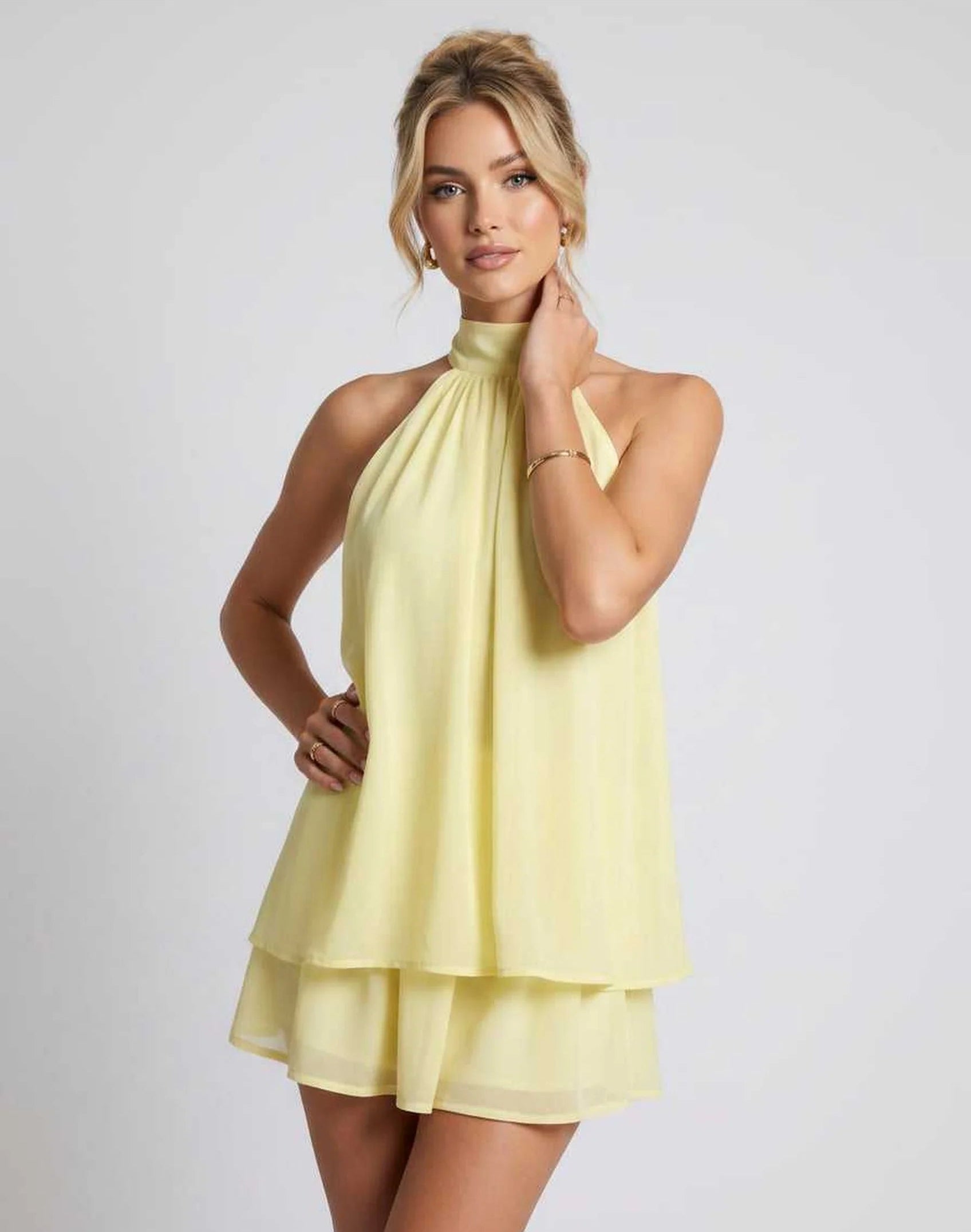 Hayden | Women's Halter Neck Layered Grad Party Mini Dress