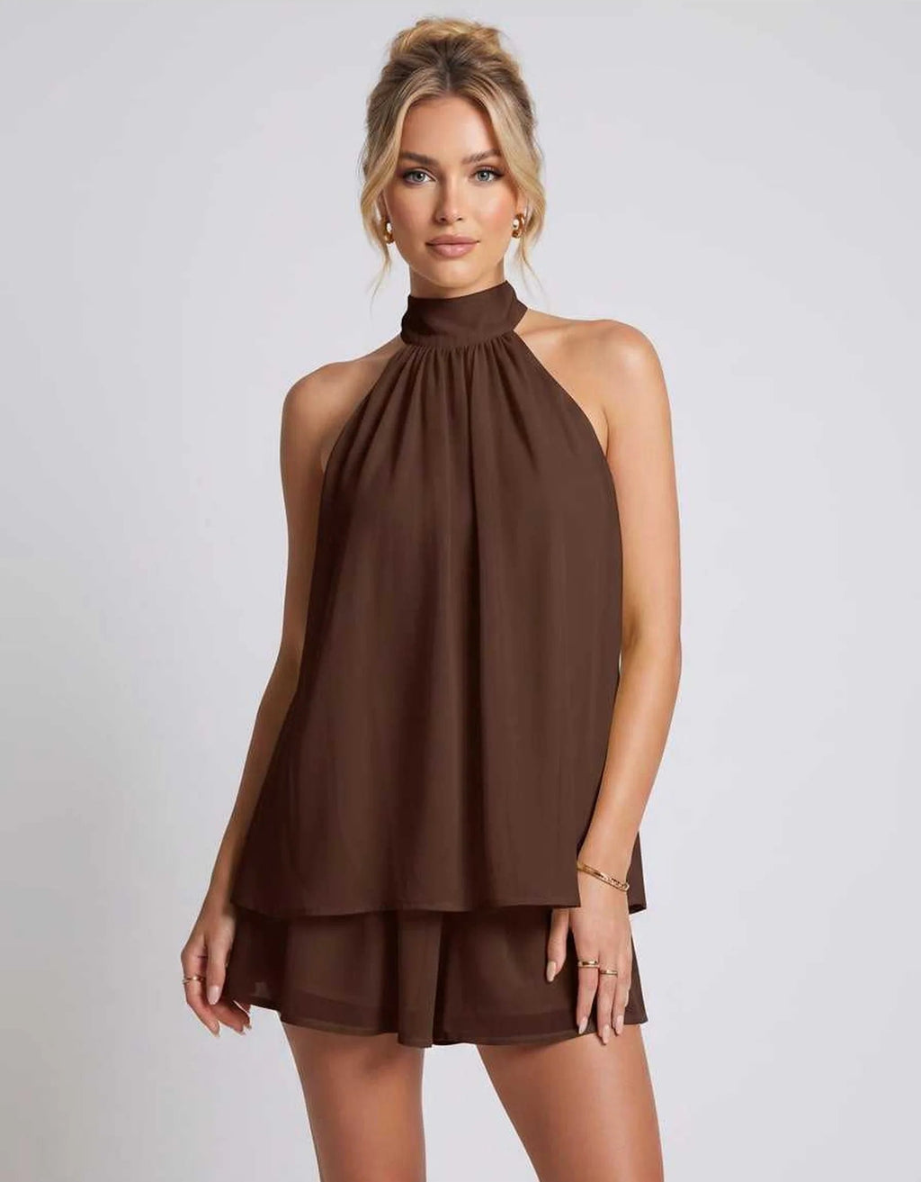 Hayden | Women's Halter Neck Layered Grad Party Mini Dress
