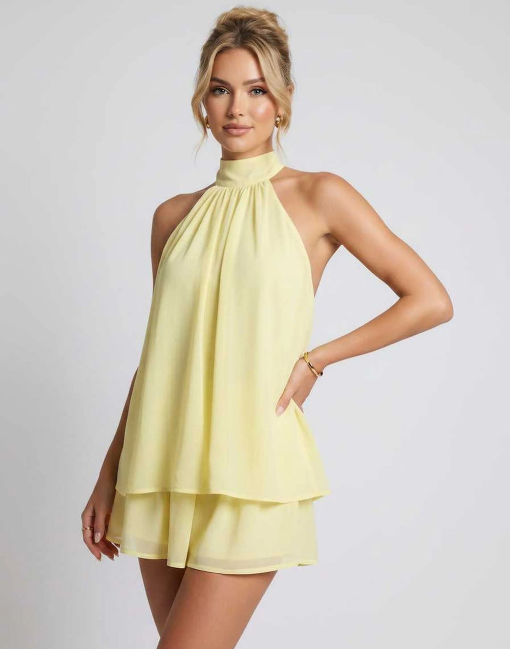 Hayden | Women's Halter Neck Layered Grad Party Mini Dress