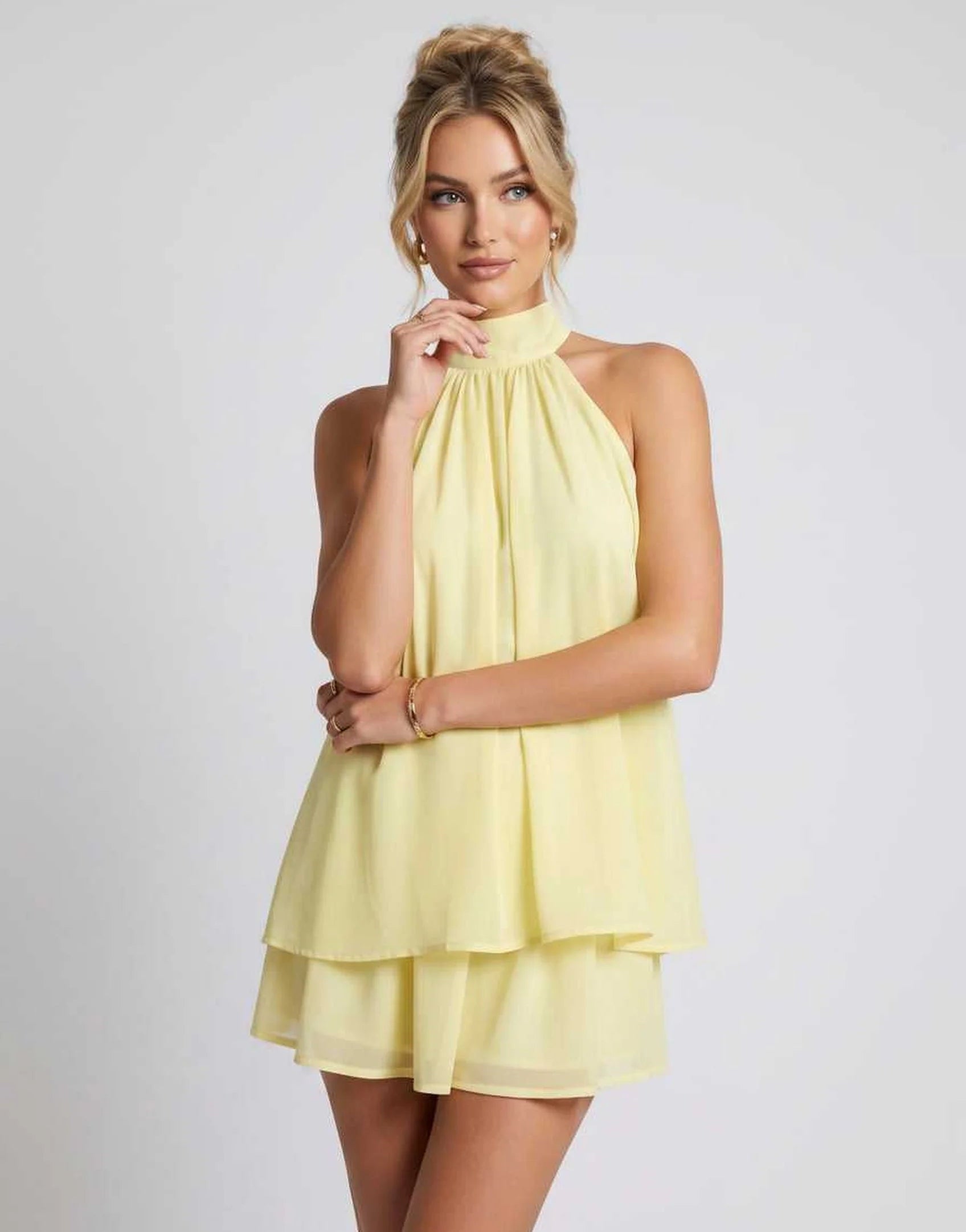 Hayden | Women's Halter Neck Layered Grad Party Mini Dress