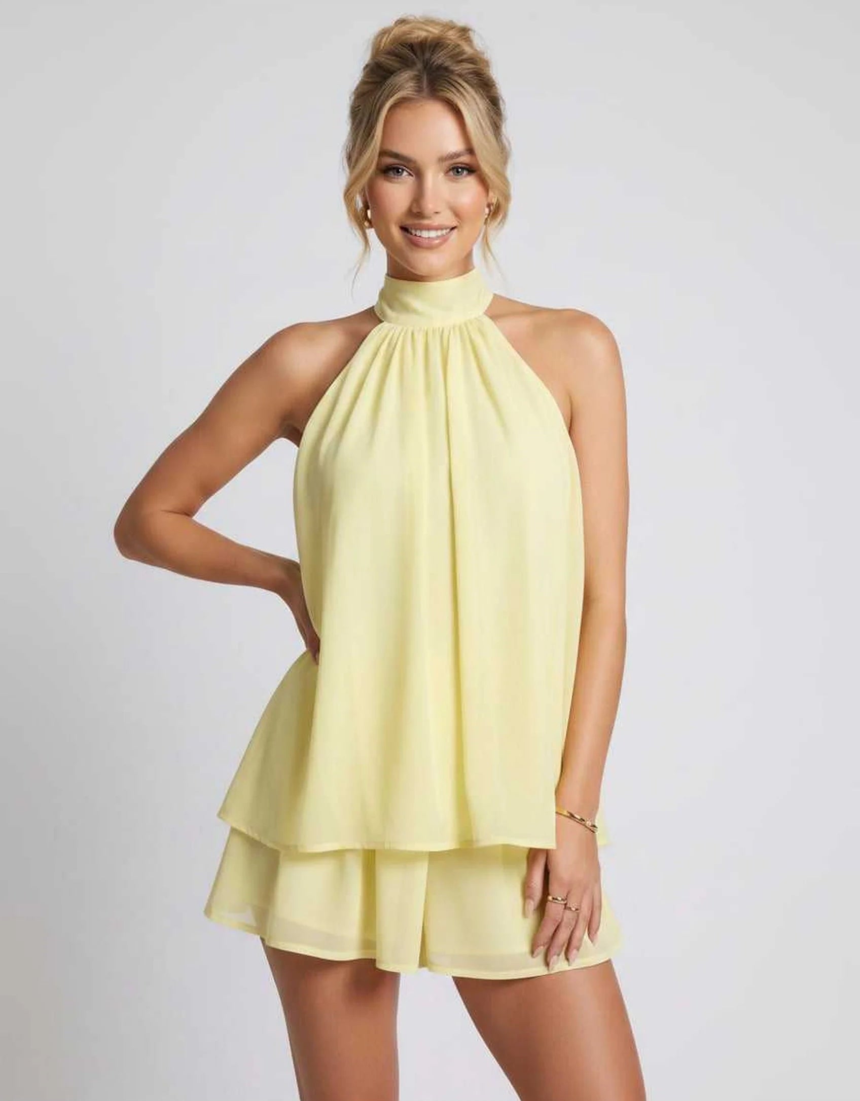 Hayden | Women's Halter Neck Layered Grad Party Mini Dress
