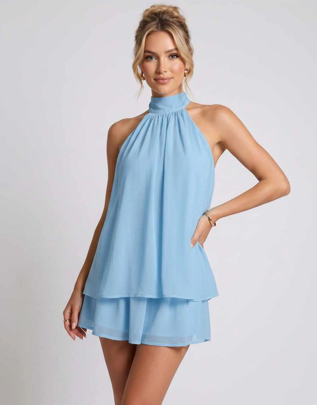 Hayden | Women's Halter Neck Layered Grad Party Mini Dress
