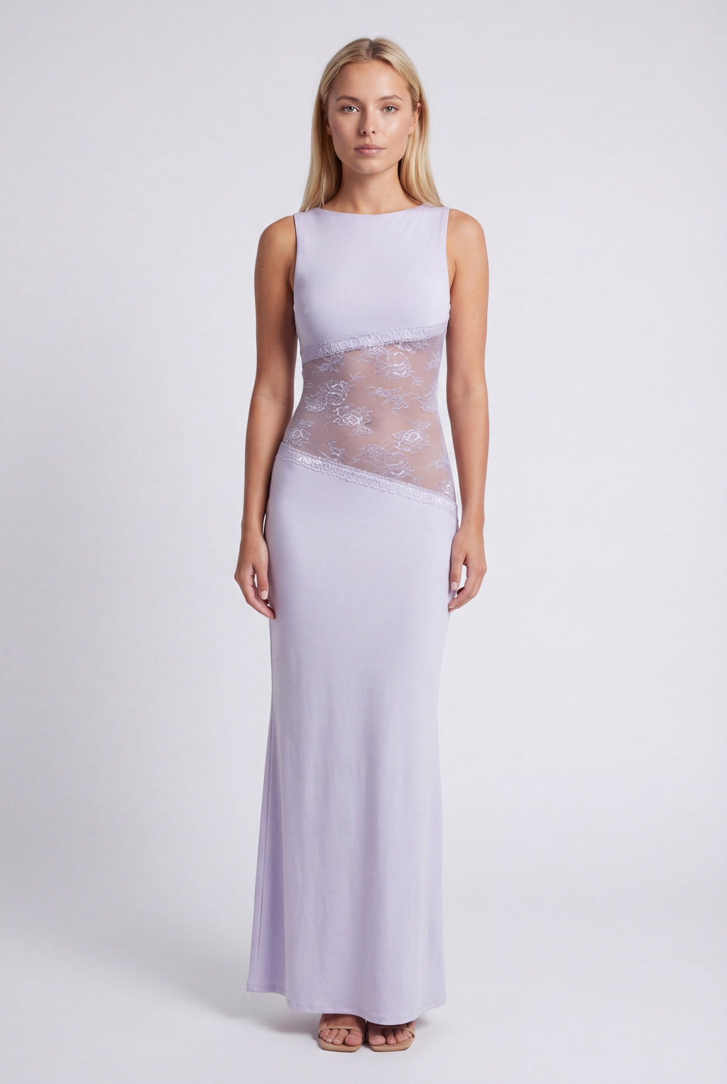 Hayley | Women's Sleeveless Open Back Boat Neck Maxi Dress