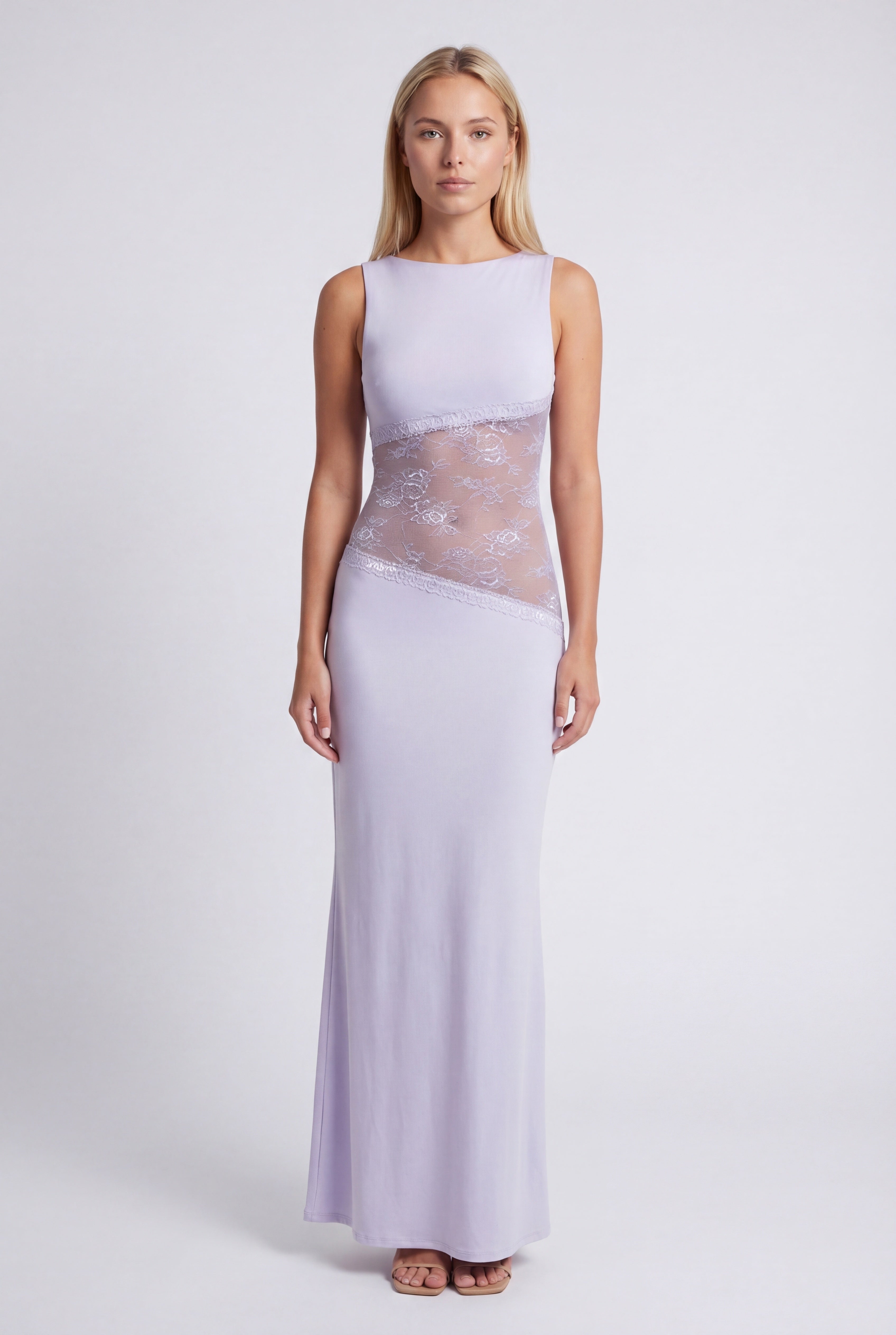 Hayley | Women's Sleeveless Open Back Boat Neck Maxi Dress