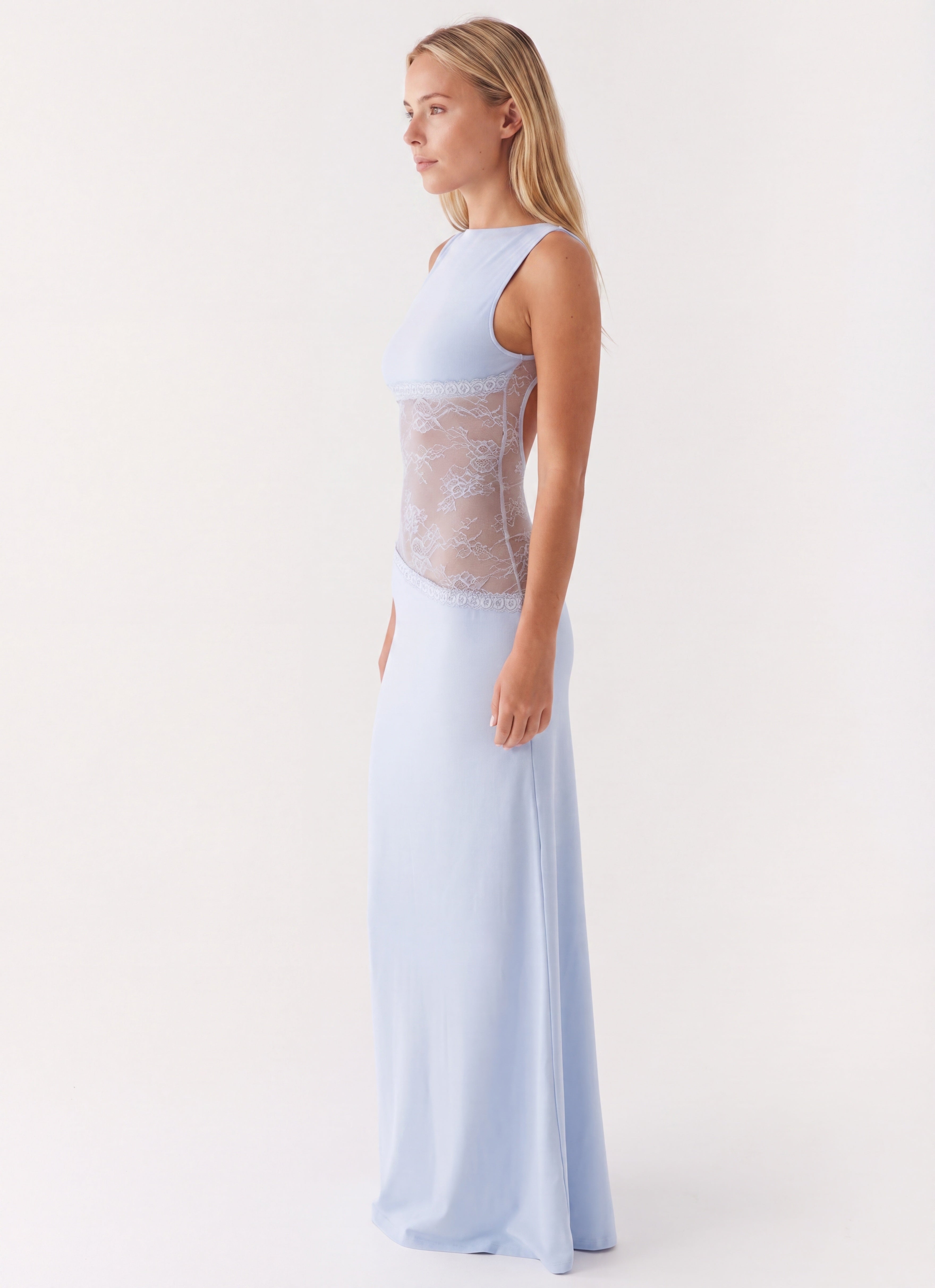 Hayley | Women's Sleeveless Open Back Boat Neck Maxi Dress