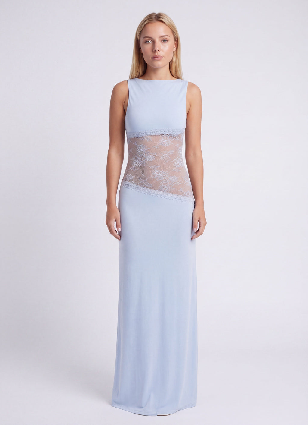 Hayley | Women's Sleeveless Open Back Boat Neck Maxi Dress