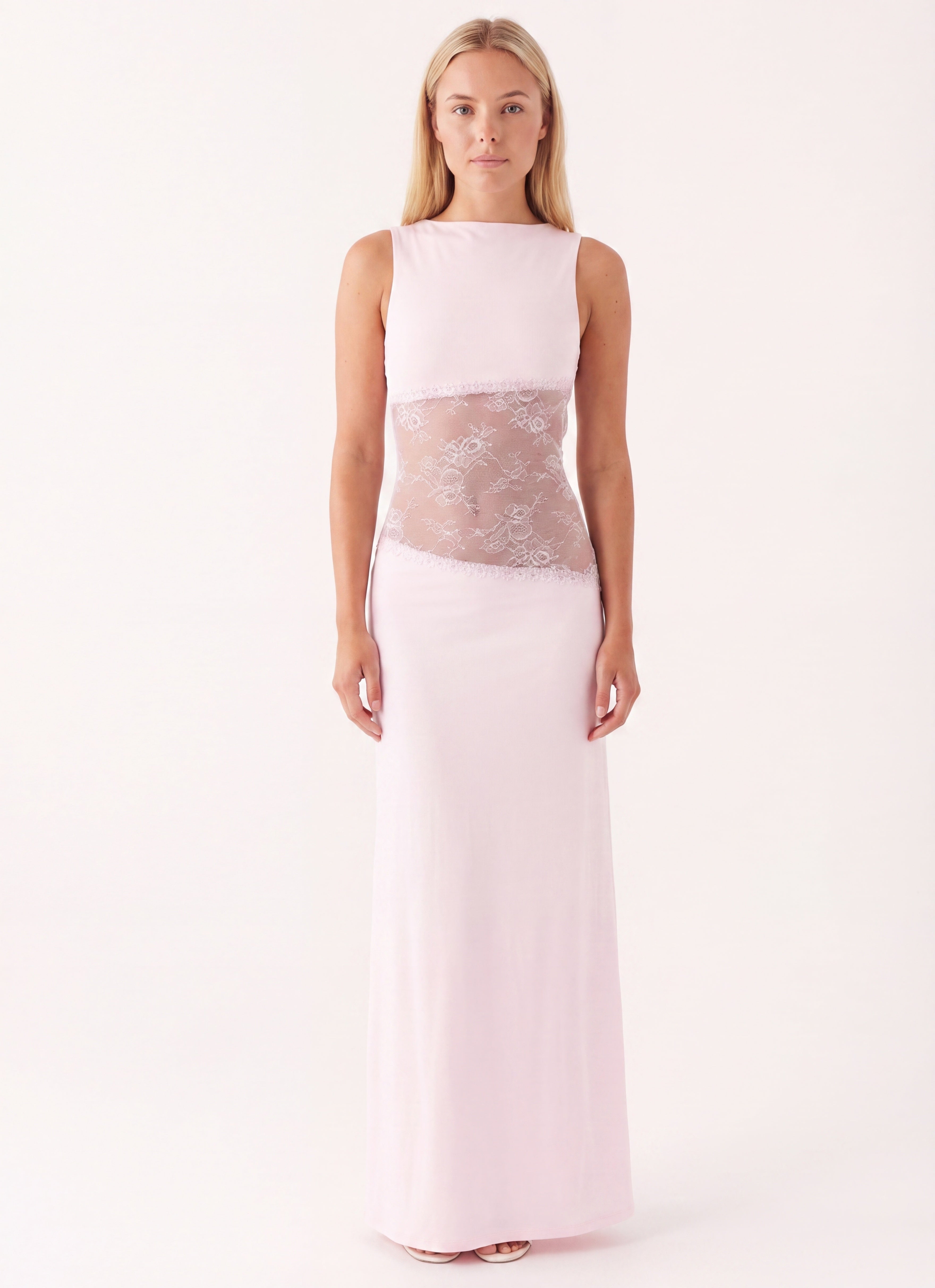 Hayley | Women's Sleeveless Open Back Boat Neck Maxi Dress