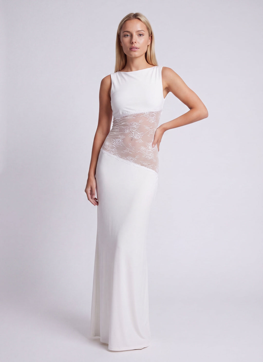 Hayley | Women's Sleeveless Open Back Boat Neck Maxi Dress