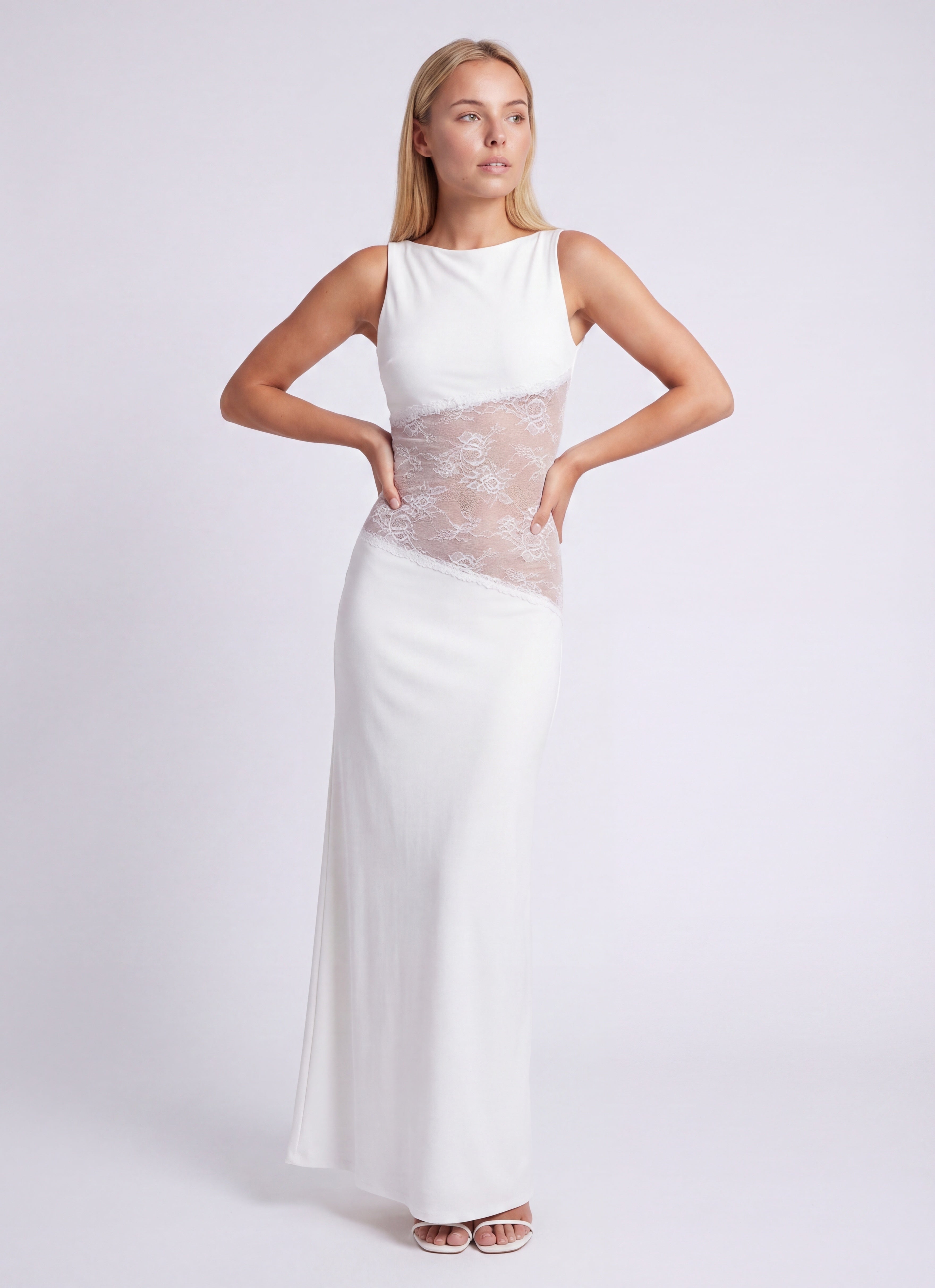 Hayley | Women's Sleeveless Open Back Boat Neck Maxi Dress