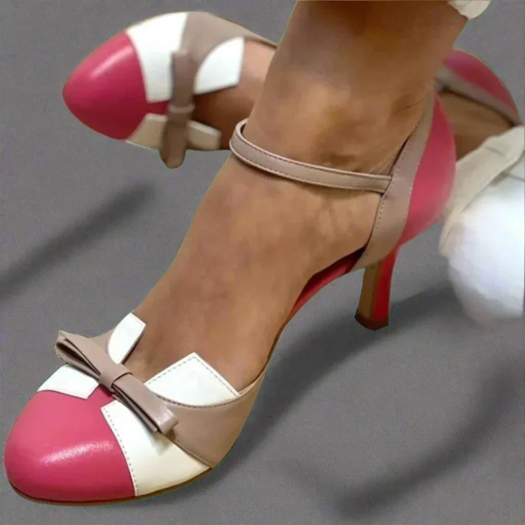Helen | Women's Two-Tone Strap Pointed Toe Heels
