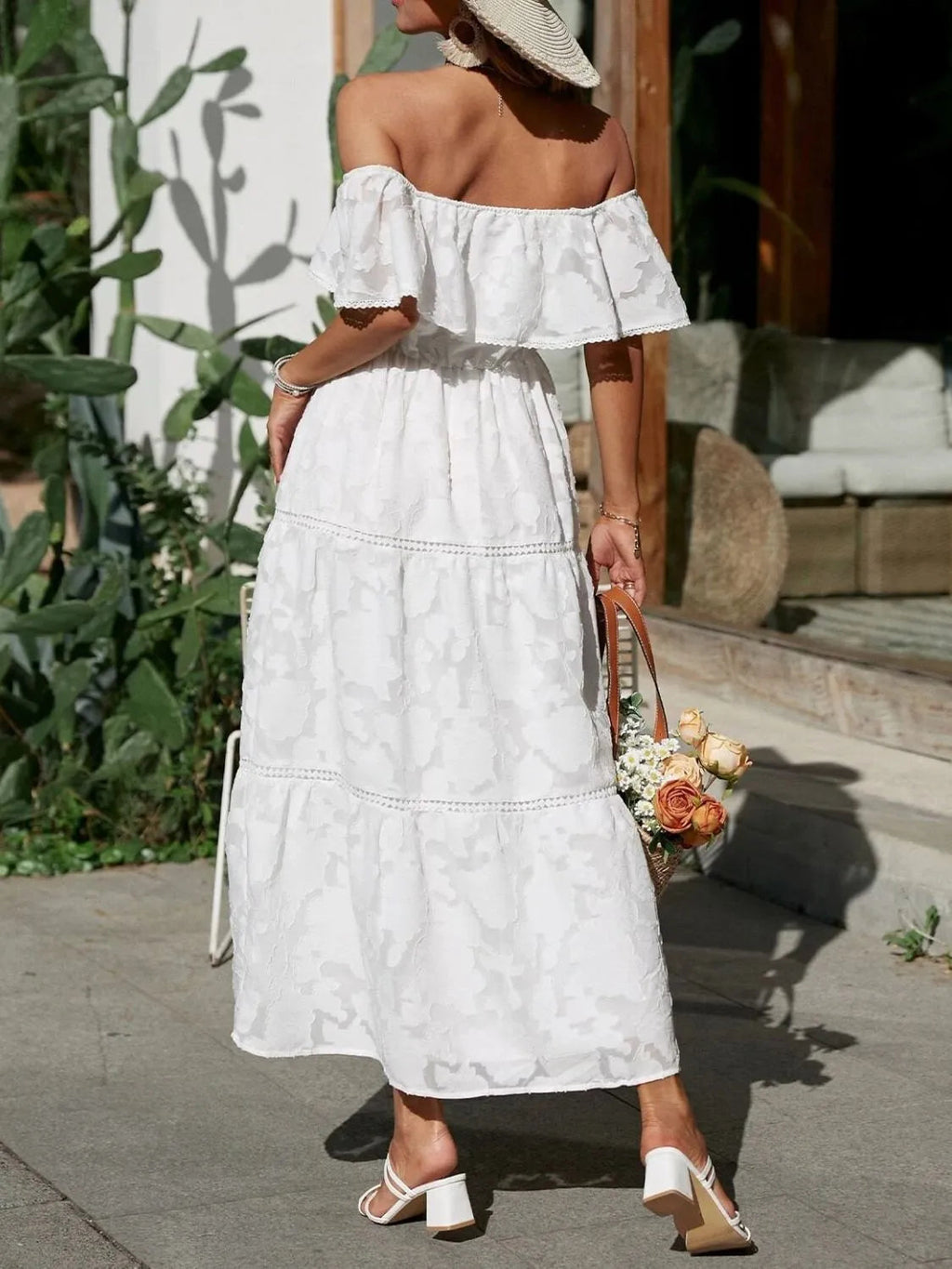Hillary | Women's Ruffled Off Shoulder A Line Wedding Guest Dress