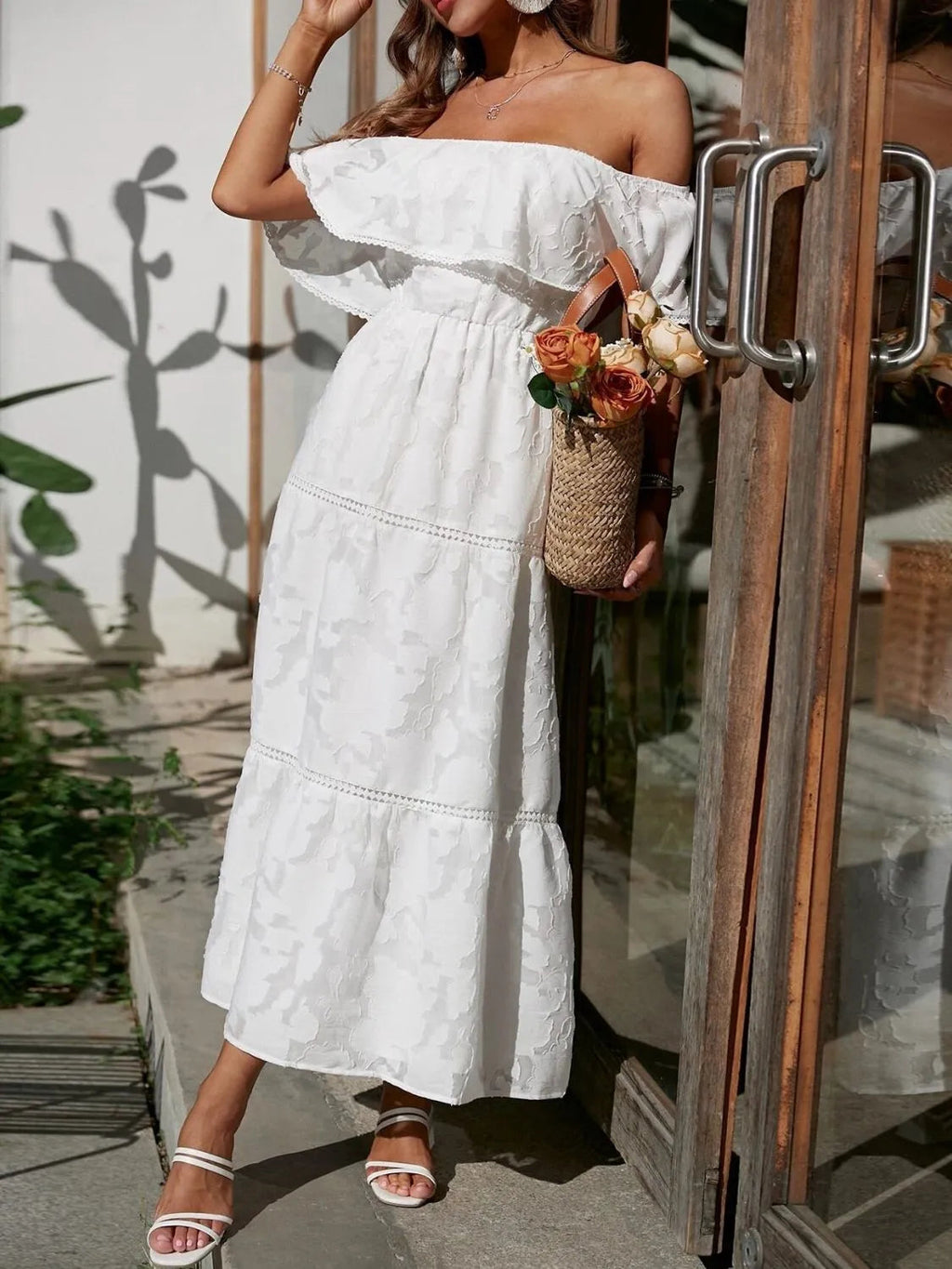 Hillary | Women's Ruffled Off Shoulder A Line Wedding Guest Dress