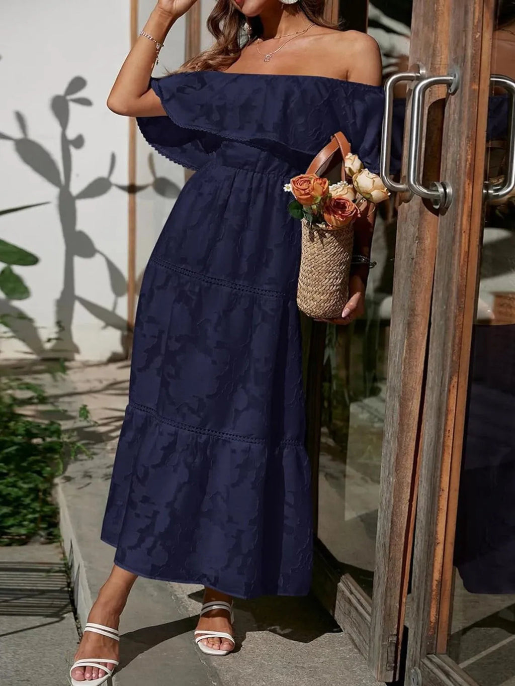Hillary | Women's Ruffled Off Shoulder A Line Wedding Guest Dress
