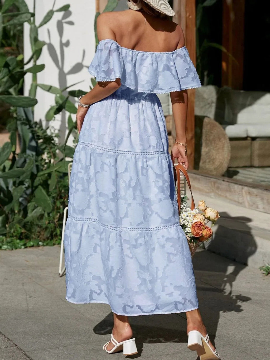 Hillary | Women's Ruffled Off Shoulder A Line Wedding Guest Dress
