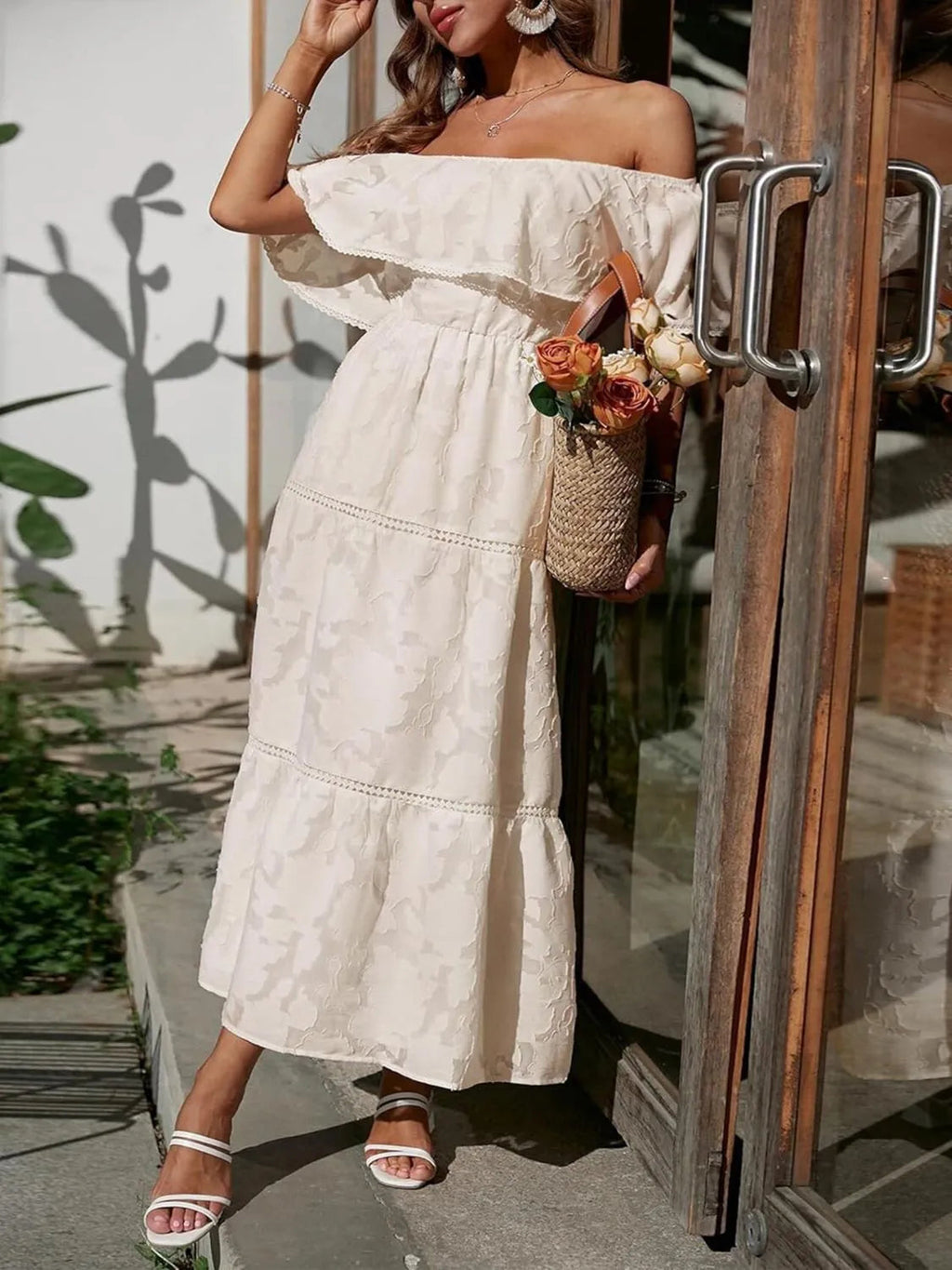 Hillary | Women's Ruffled Off Shoulder A Line Wedding Guest Dress