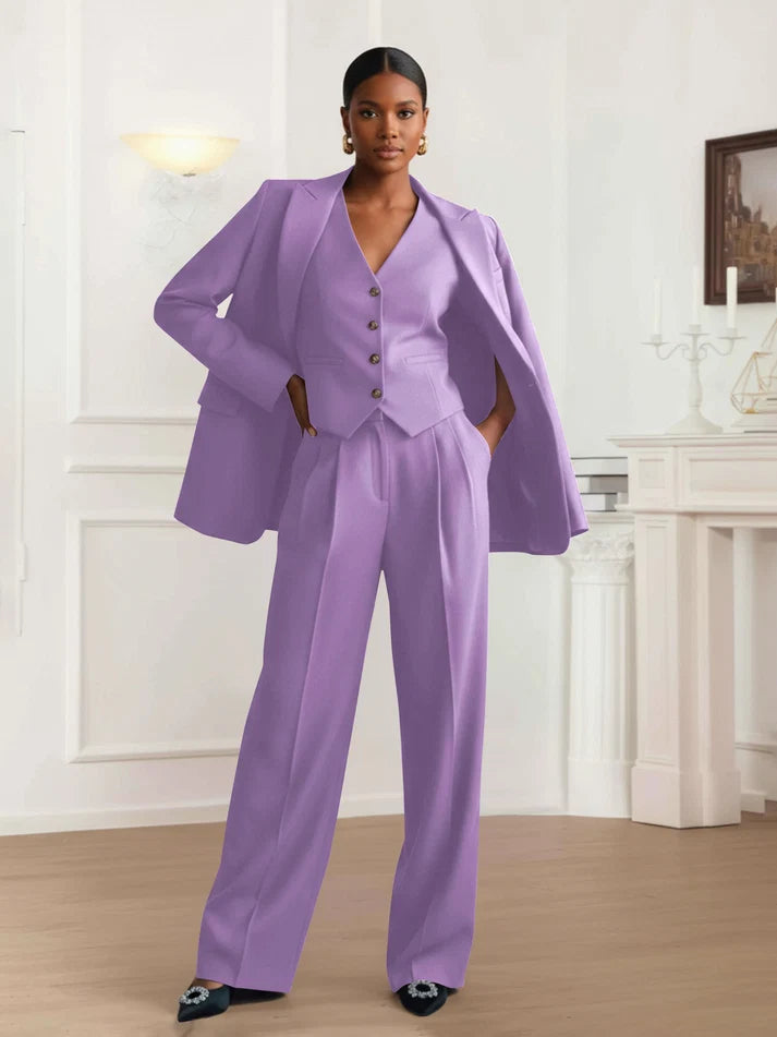 Hope | Women's Three Piece Pant Suit with Vest and Peak Lapel Blazer