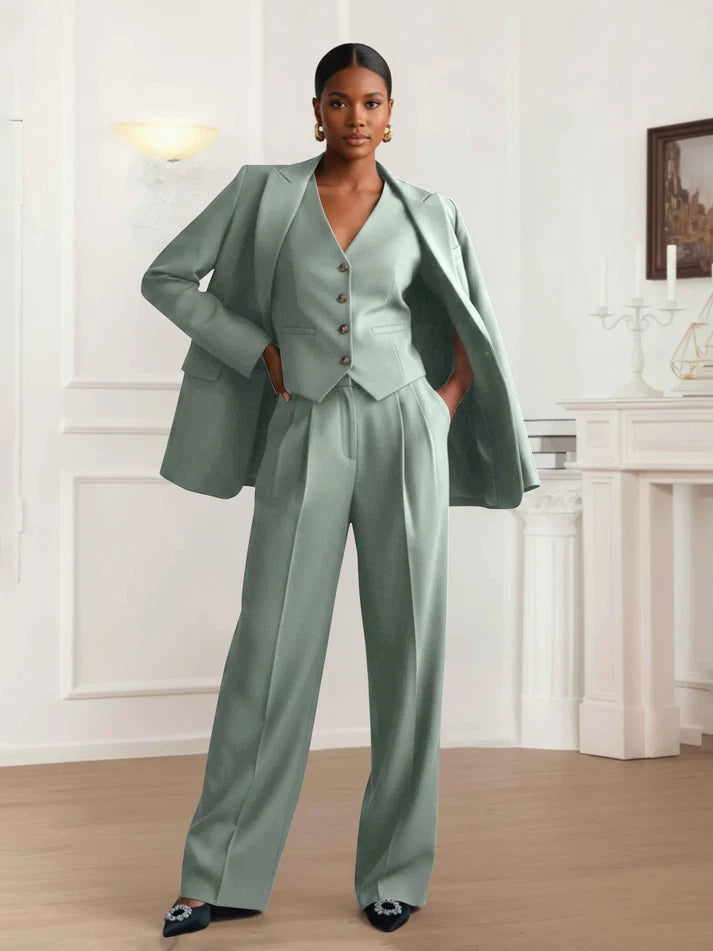 Hope | Women's Three Piece Pant Suit with Vest and Peak Lapel Blazer