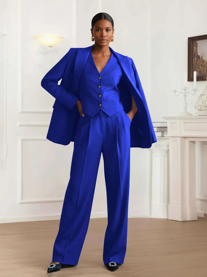 Hope | Women's Three Piece Pant Suit with Vest and Peak Lapel Blazer