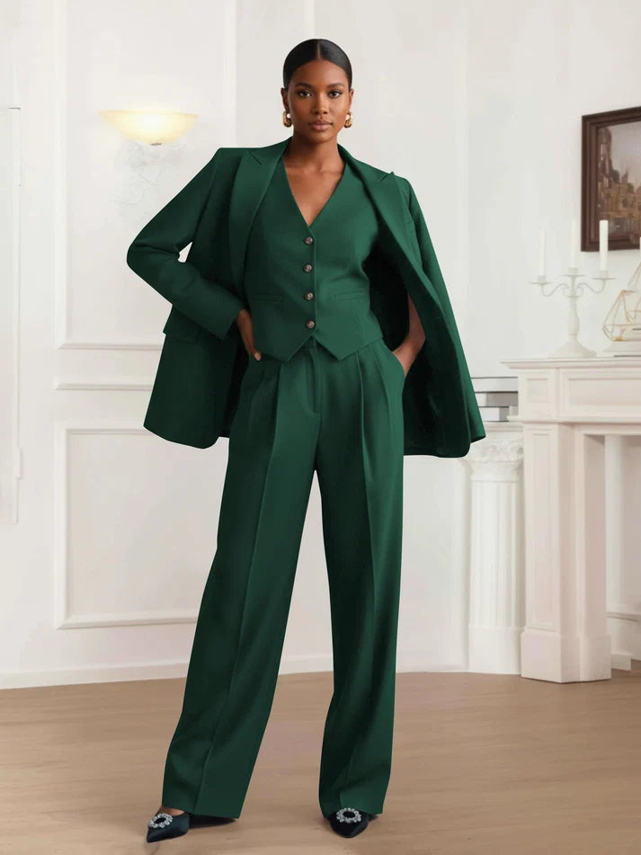 Hope | Women's Three Piece Pant Suit with Vest and Peak Lapel Blazer