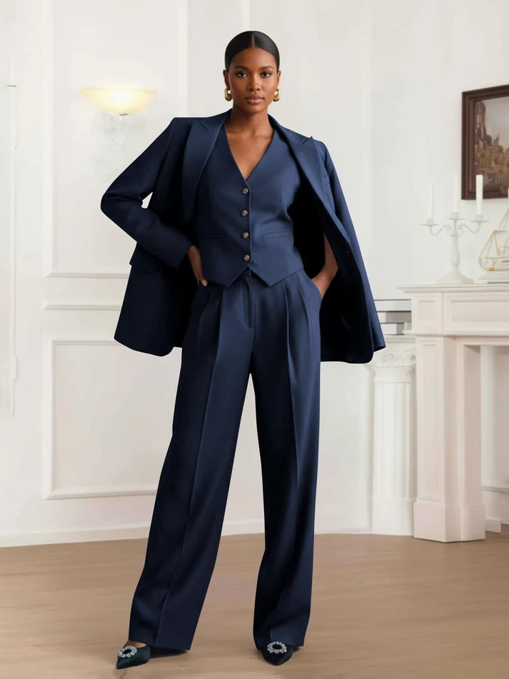 Hope | Women's Three Piece Pant Suit with Vest and Peak Lapel Blazer