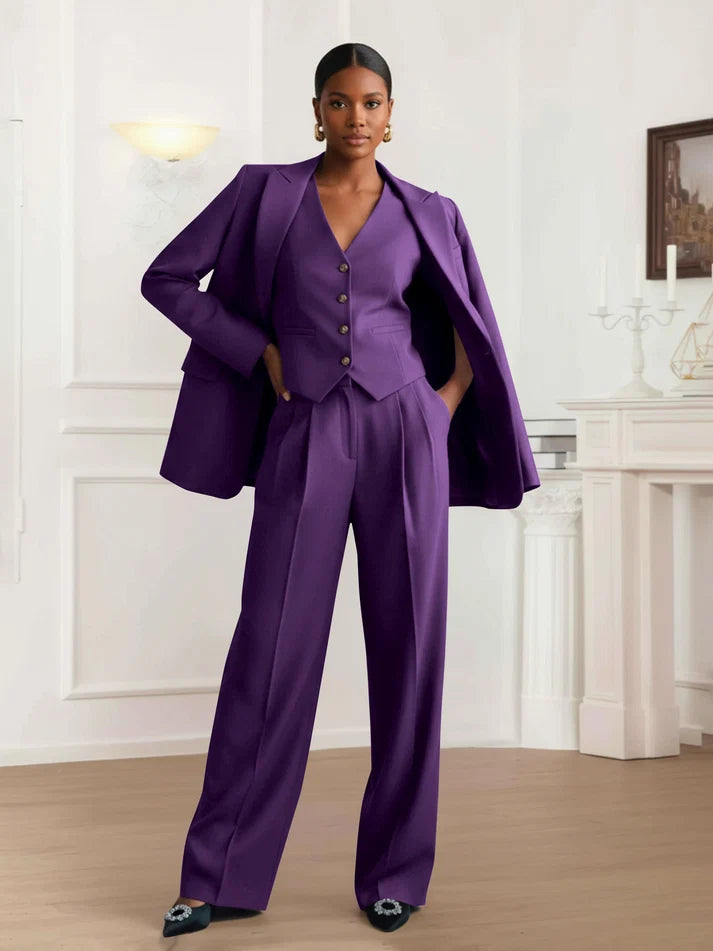 Hope | Women's Three Piece Pant Suit with Vest and Peak Lapel Blazer