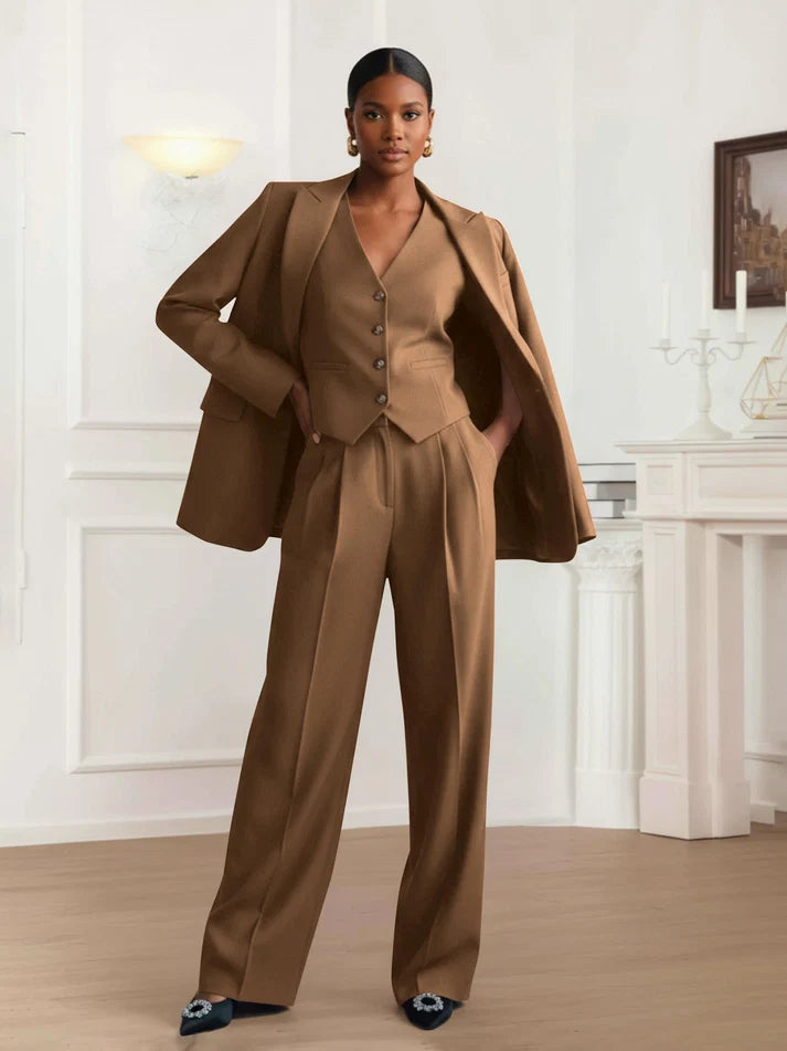 Hope | Women's Three Piece Pant Suit with Vest and Peak Lapel Blazer